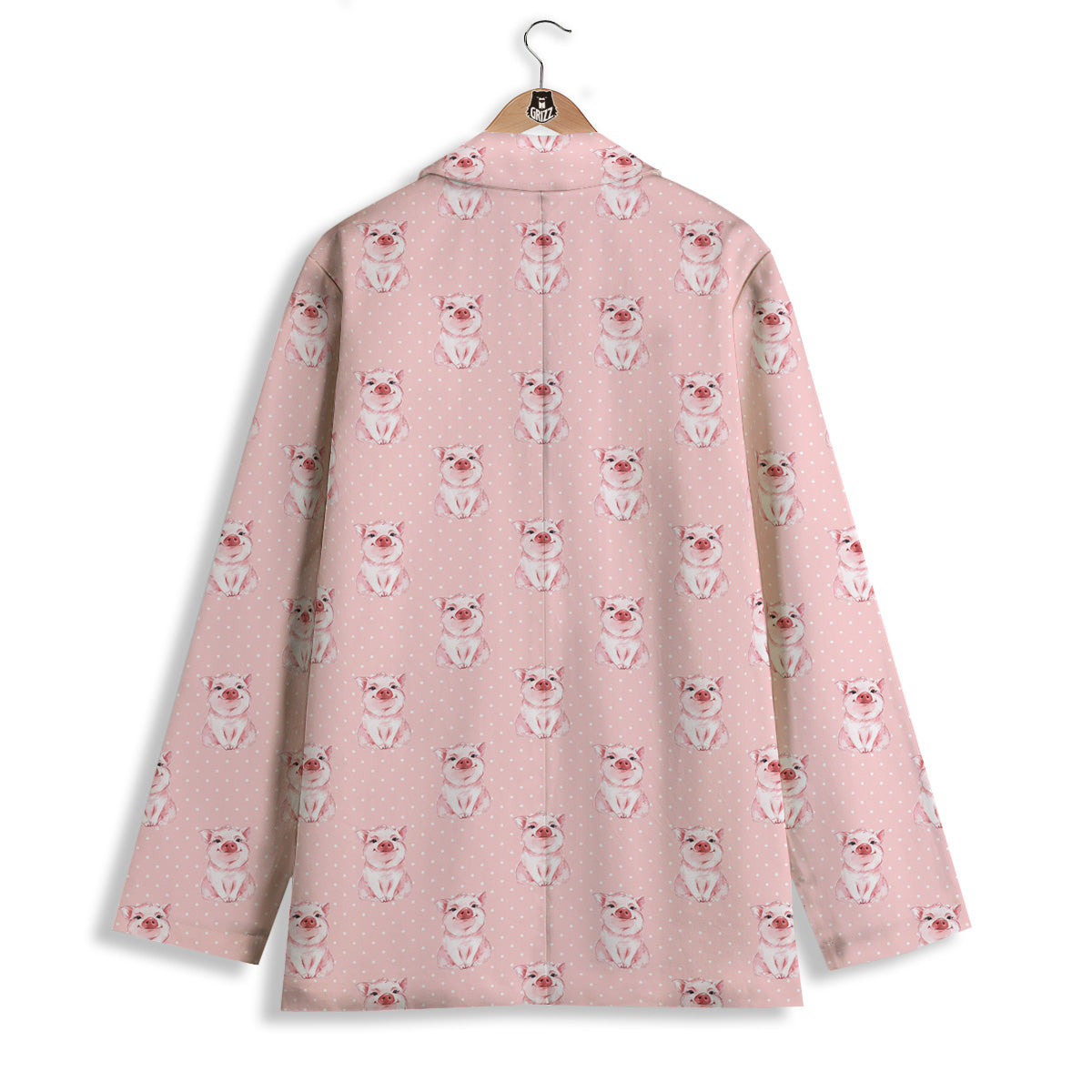 Little Pig And White Dots Print Pattern Women's Blazer-grizzshop