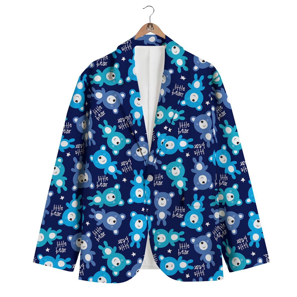 Little Teddy Bear Pattern Print Men's Blazer-grizzshop