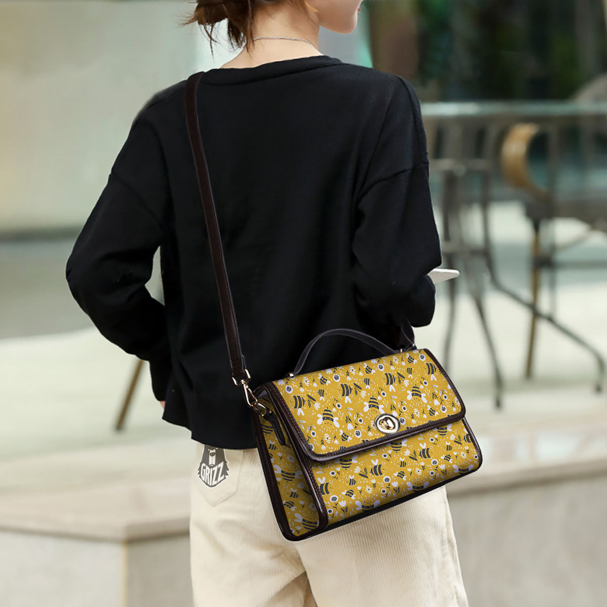 Little Bee Print Pattern Women's Satchel Bag