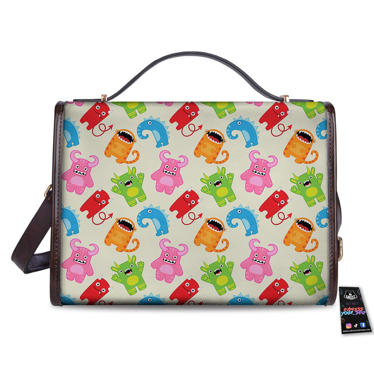 Little Monster Print Pattern Women's Satchel Bag