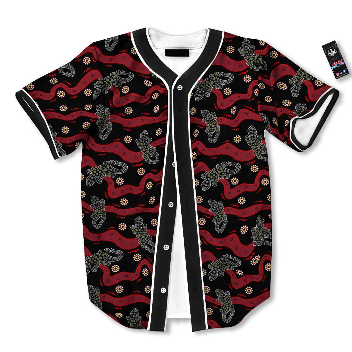 Lizard Aboriginal Print Pattern Baseball Jersey-grizzshop