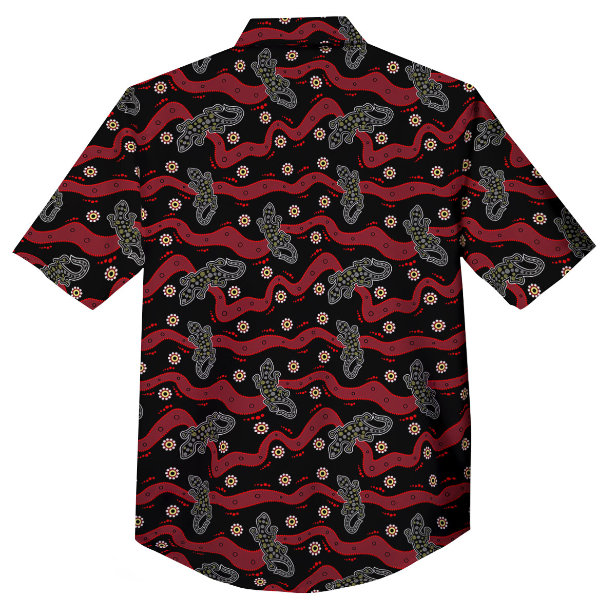 Lizard Aboriginal Print Pattern Button Up Shirt-grizzshop