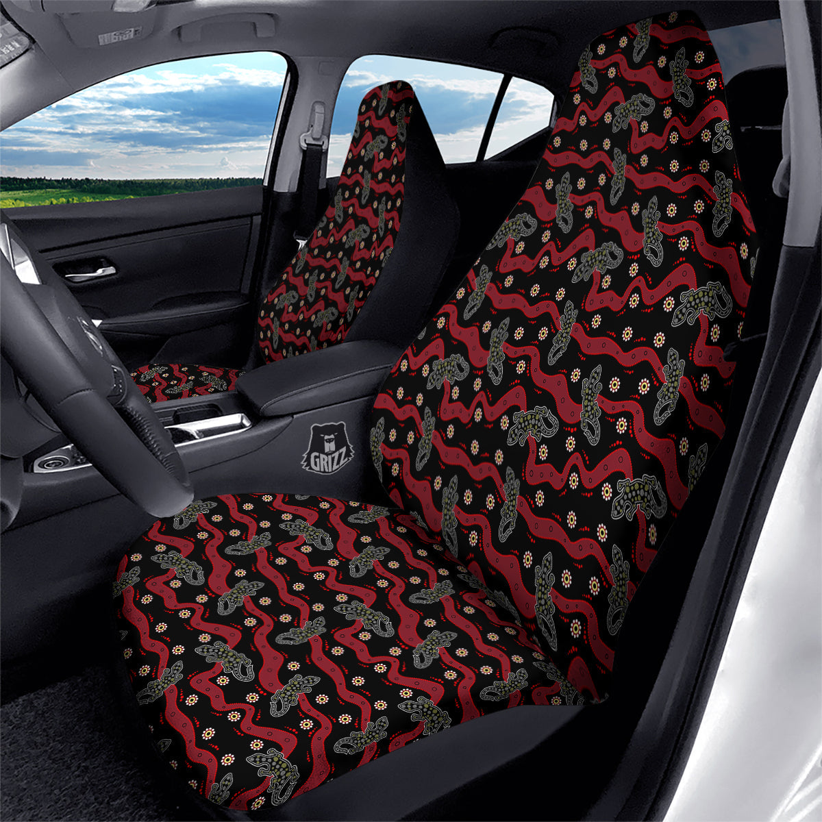 Lizard Aboriginal Print Pattern Car Seat Covers-grizzshop