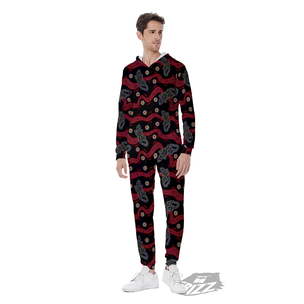 Lizard Aboriginal Print Pattern Men's Jumpsuit-grizzshop