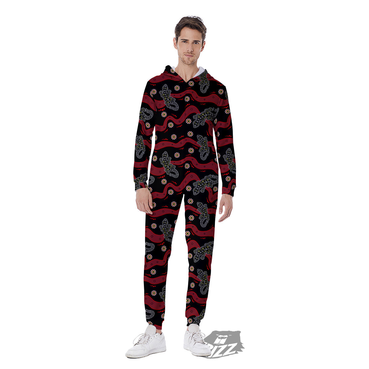 Lizard Aboriginal Print Pattern Men's Jumpsuit-grizzshop