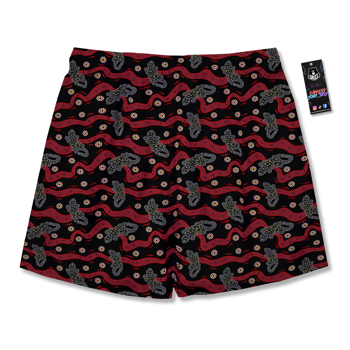 Lizard Aboriginal Print Pattern Men's Running Shorts-grizzshop