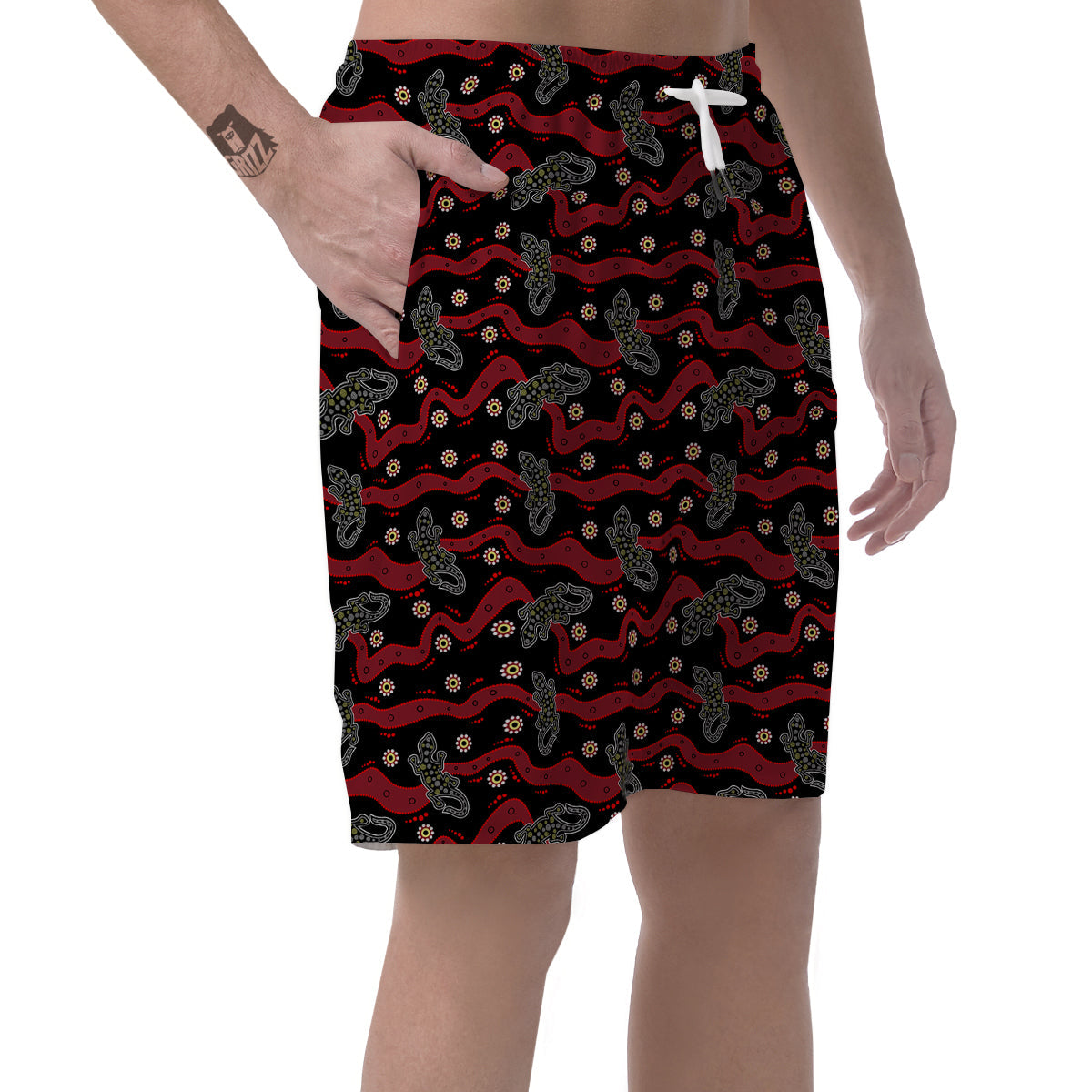 Lizard Aboriginal Print Pattern Men's Shorts-grizzshop