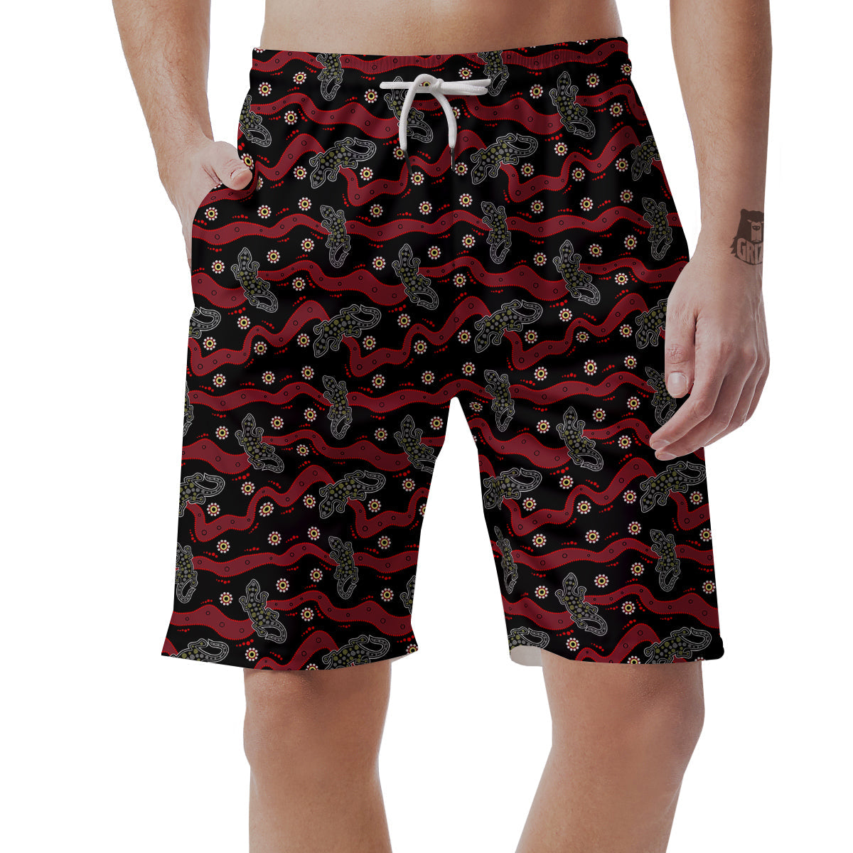 Lizard Aboriginal Print Pattern Men's Shorts-grizzshop