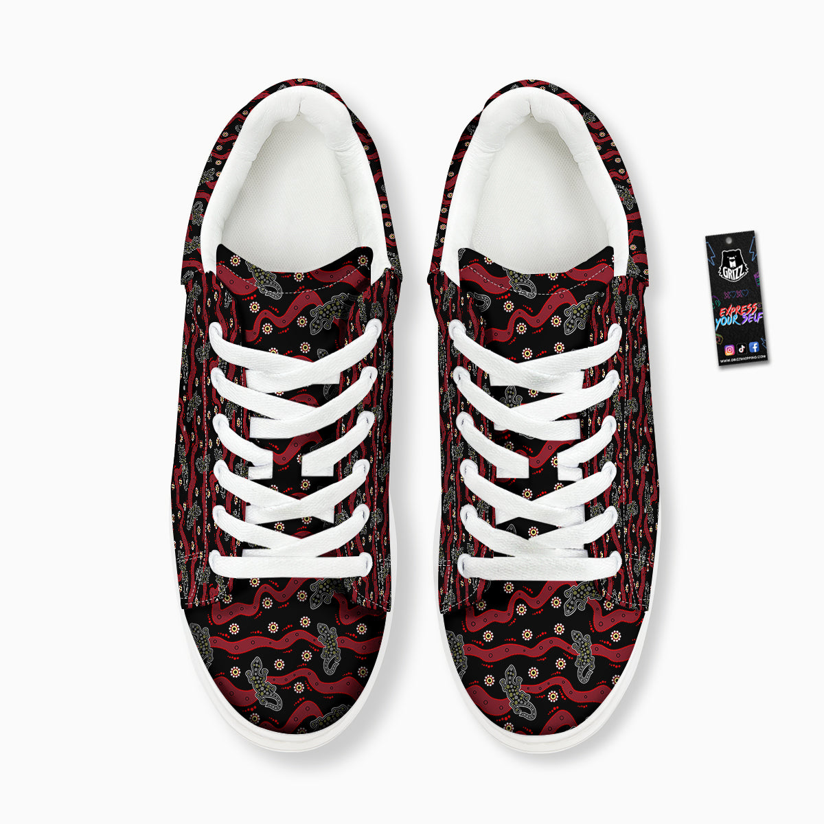 Lizard Aboriginal Print Pattern Platform Shoes-grizzshop