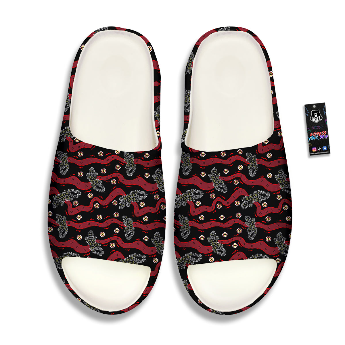 Lizard Aboriginal Print Pattern Sandals-grizzshop