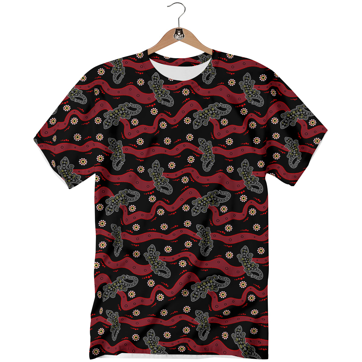 Lizard Aboriginal Print Pattern T-Shirt-grizzshop