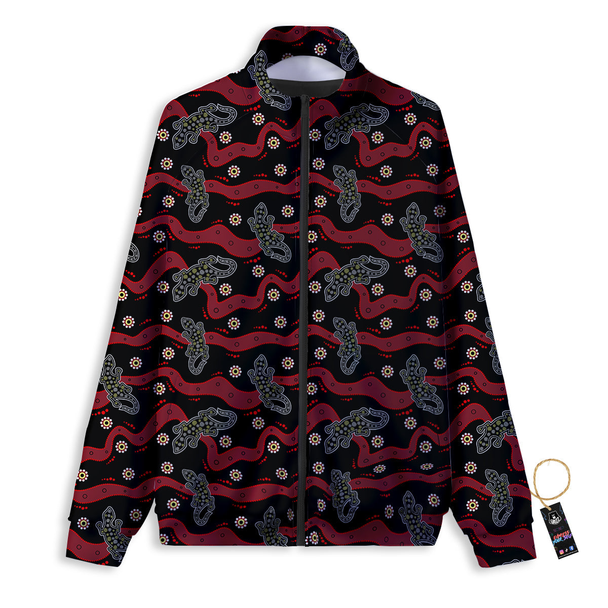 Lizard Aboriginal Print Pattern Track Jacket-grizzshop