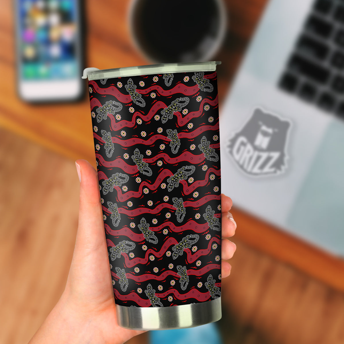 Lizard Aboriginal Print Pattern Tumbler-grizzshop