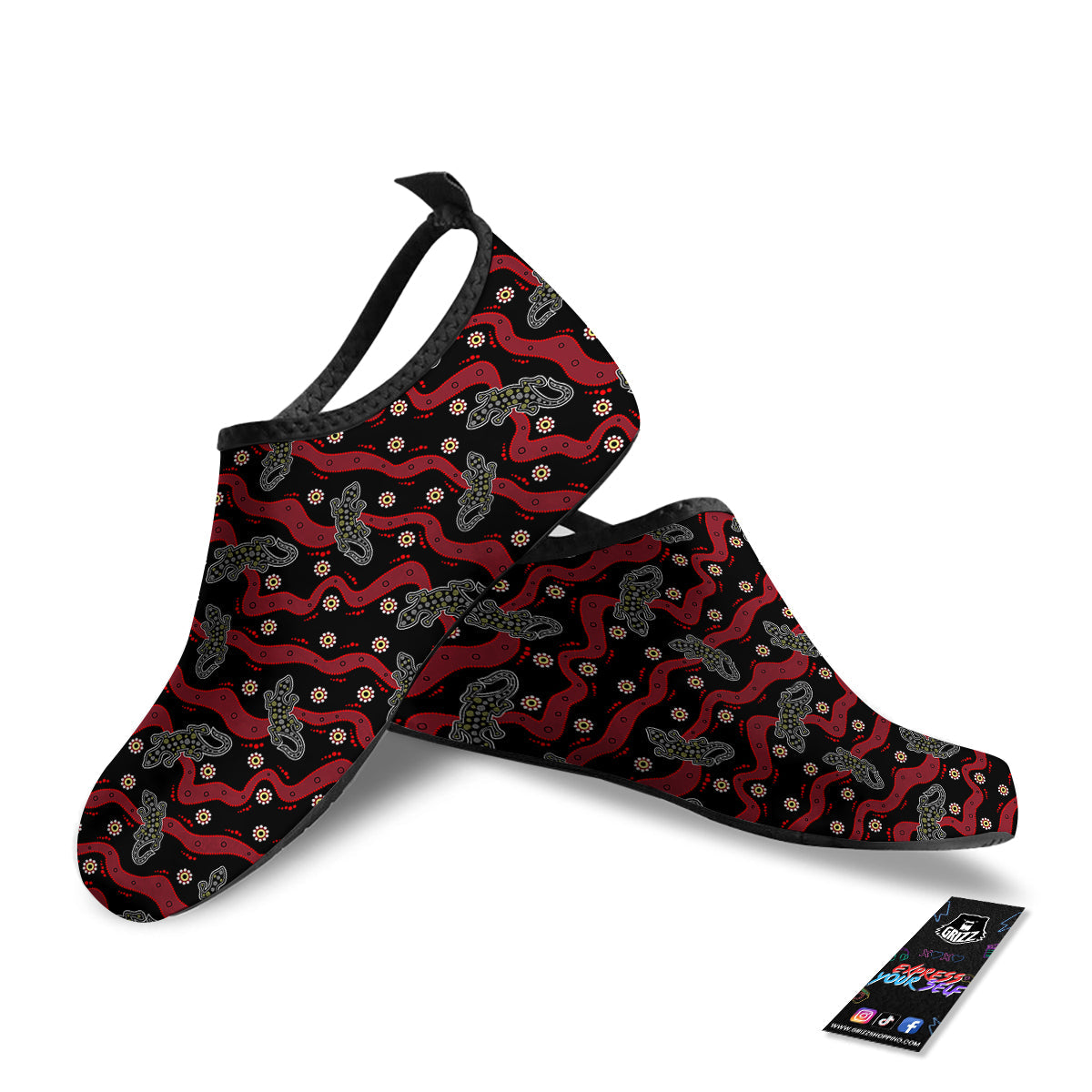 Lizard Aboriginal Print Pattern Water Shoes-grizzshop