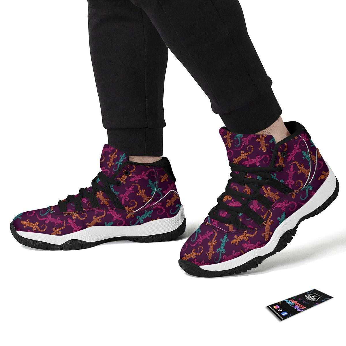 Lizard Pattern Print Black Bball Shoes-grizzshop