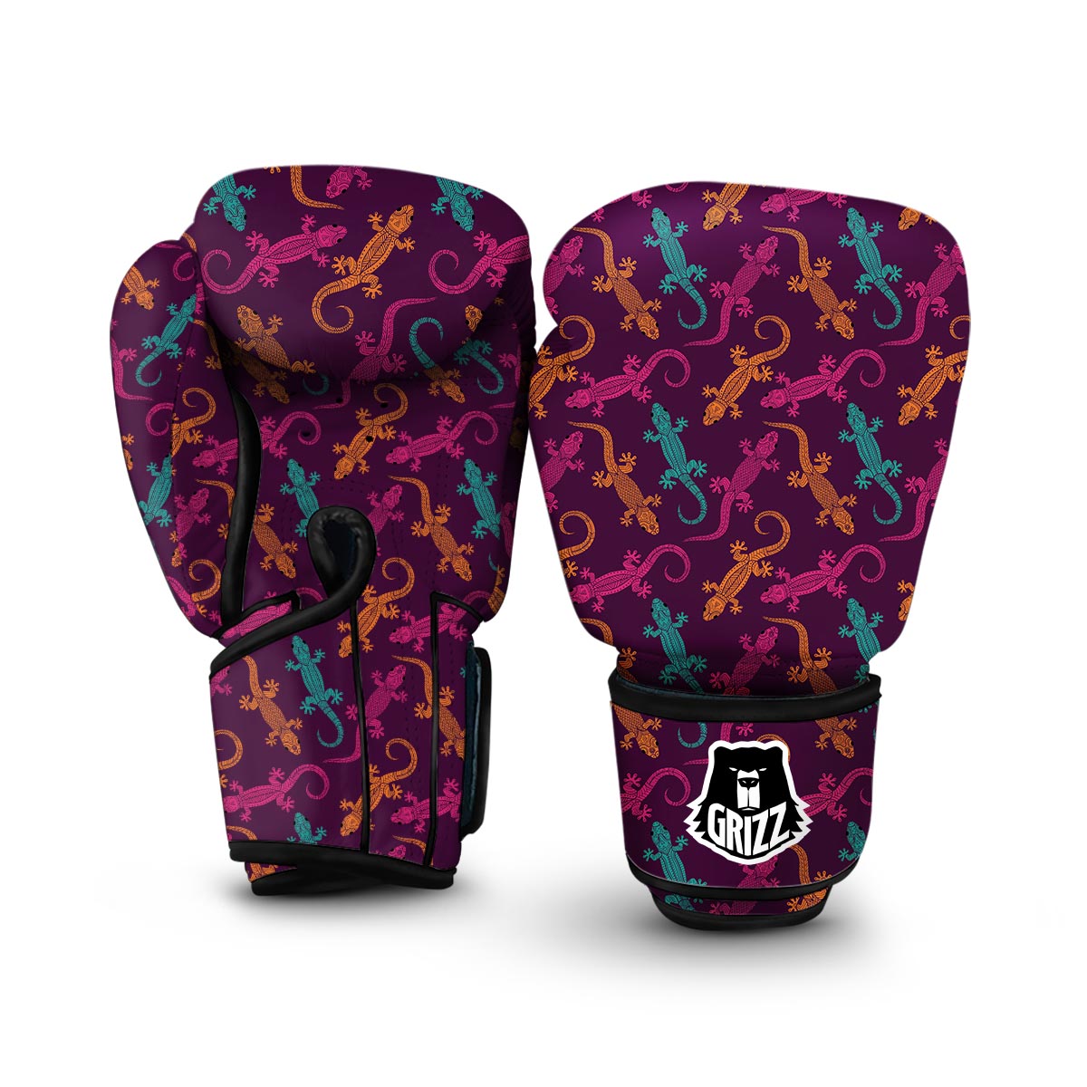 Lizard Pattern Print Boxing Gloves-grizzshop