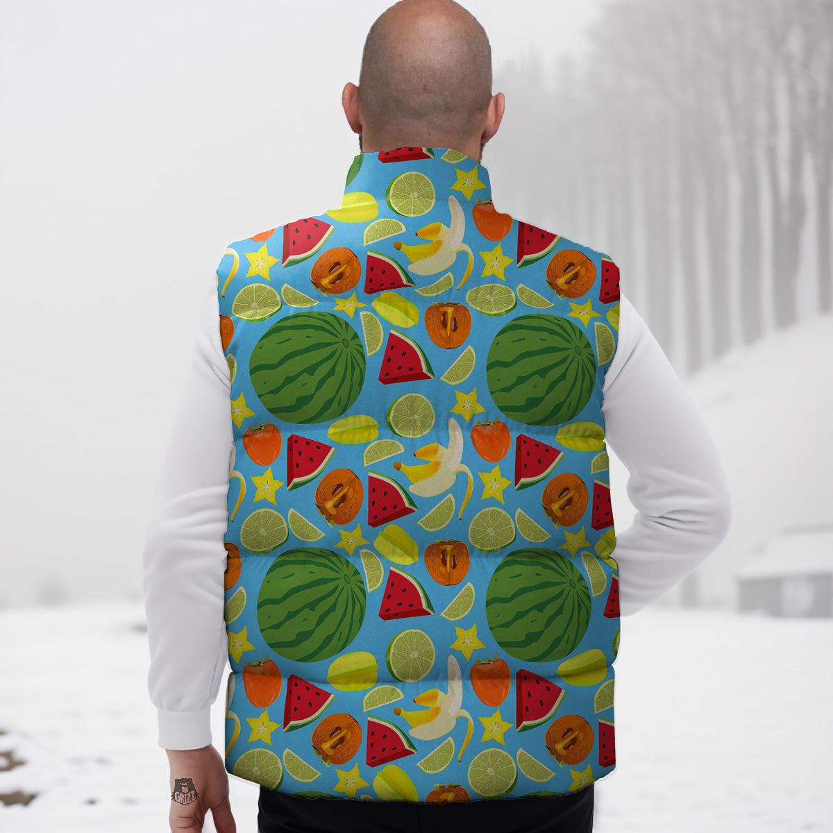 Lizard Pattern Print Down Vest-grizzshop