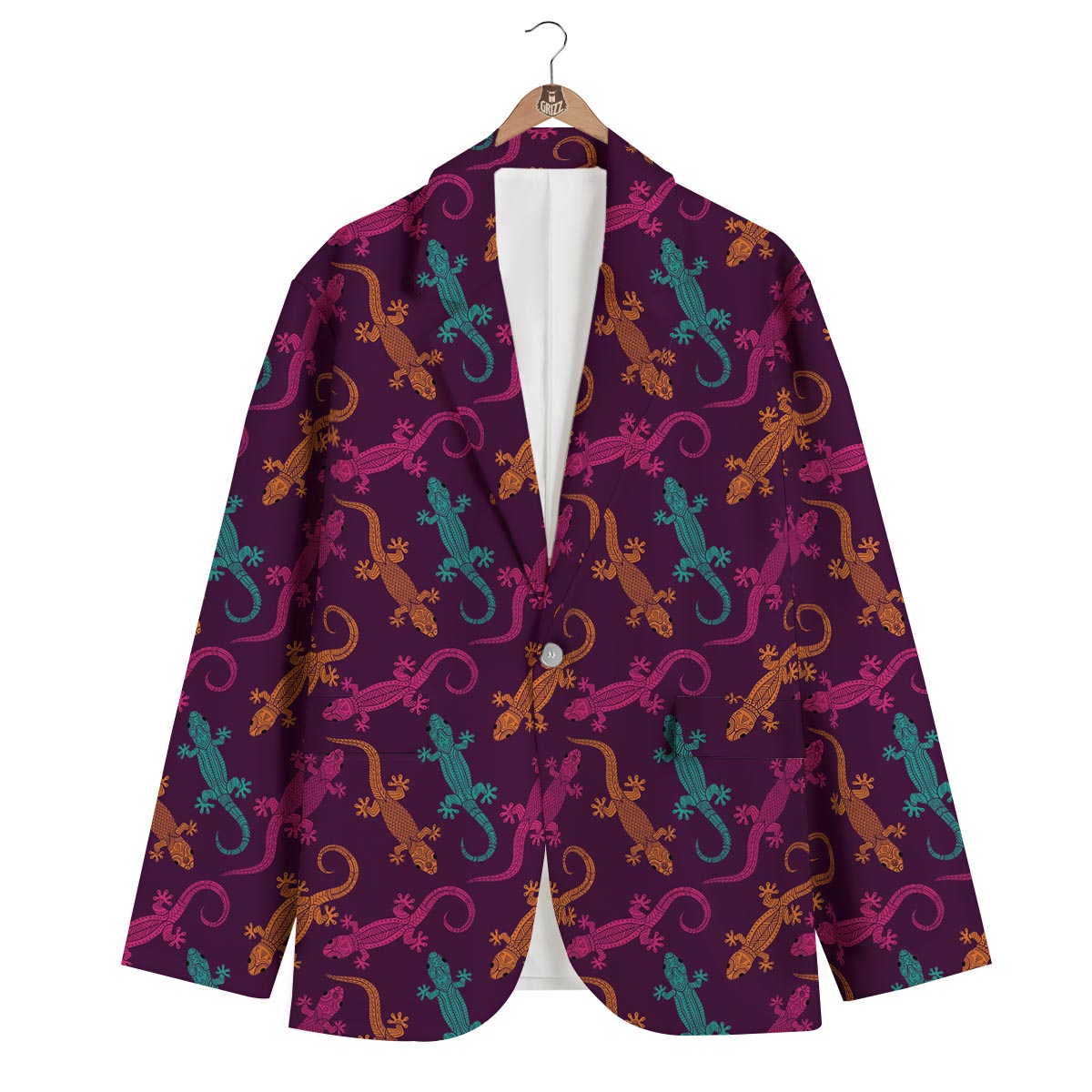 Lizard Pattern Print Men's Blazer-grizzshop
