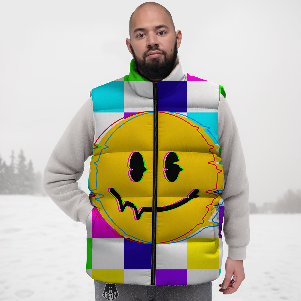 Lizard Print Pattern Down Vest-grizzshop