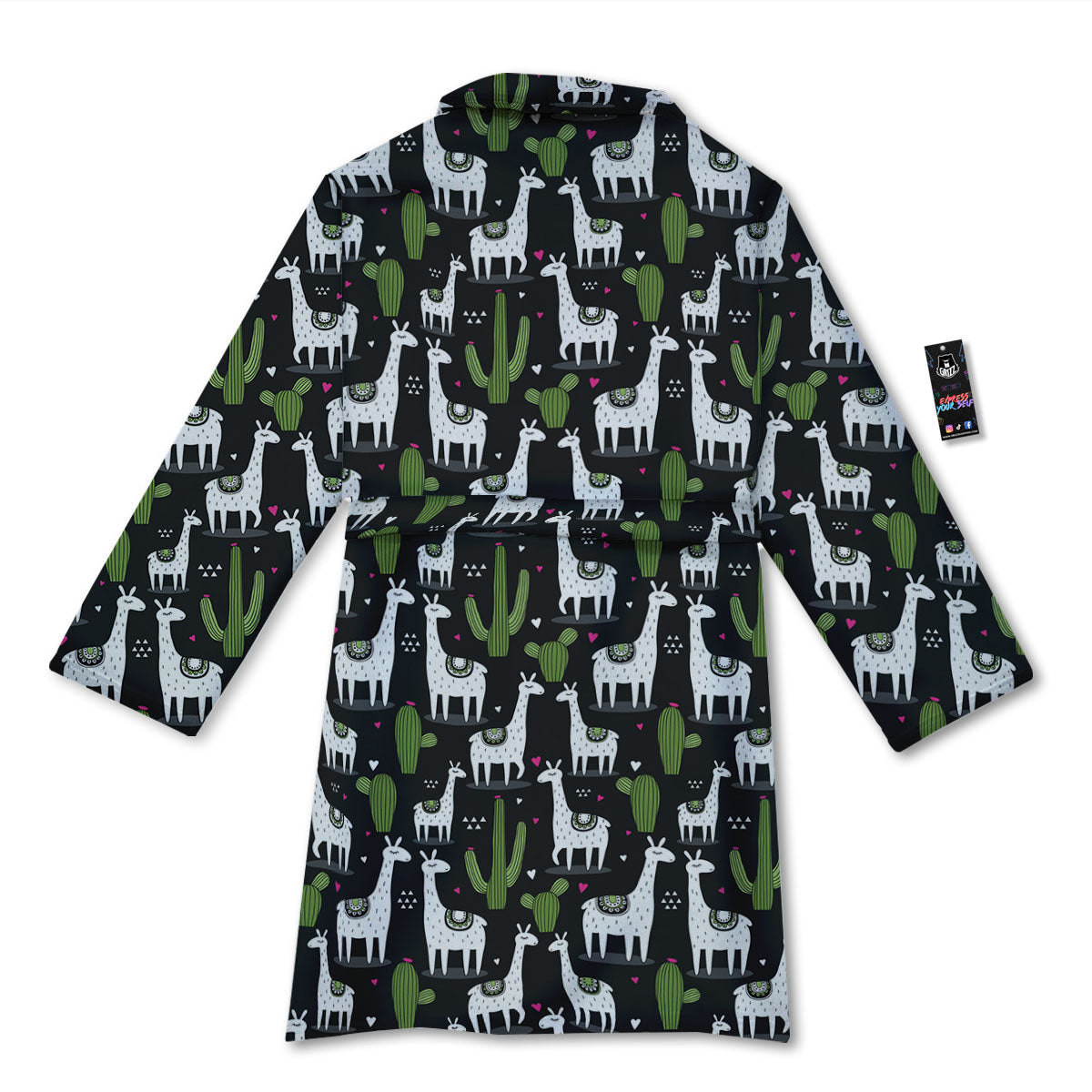 Llama And Cactus Print Pattern Bathrobe-grizzshop