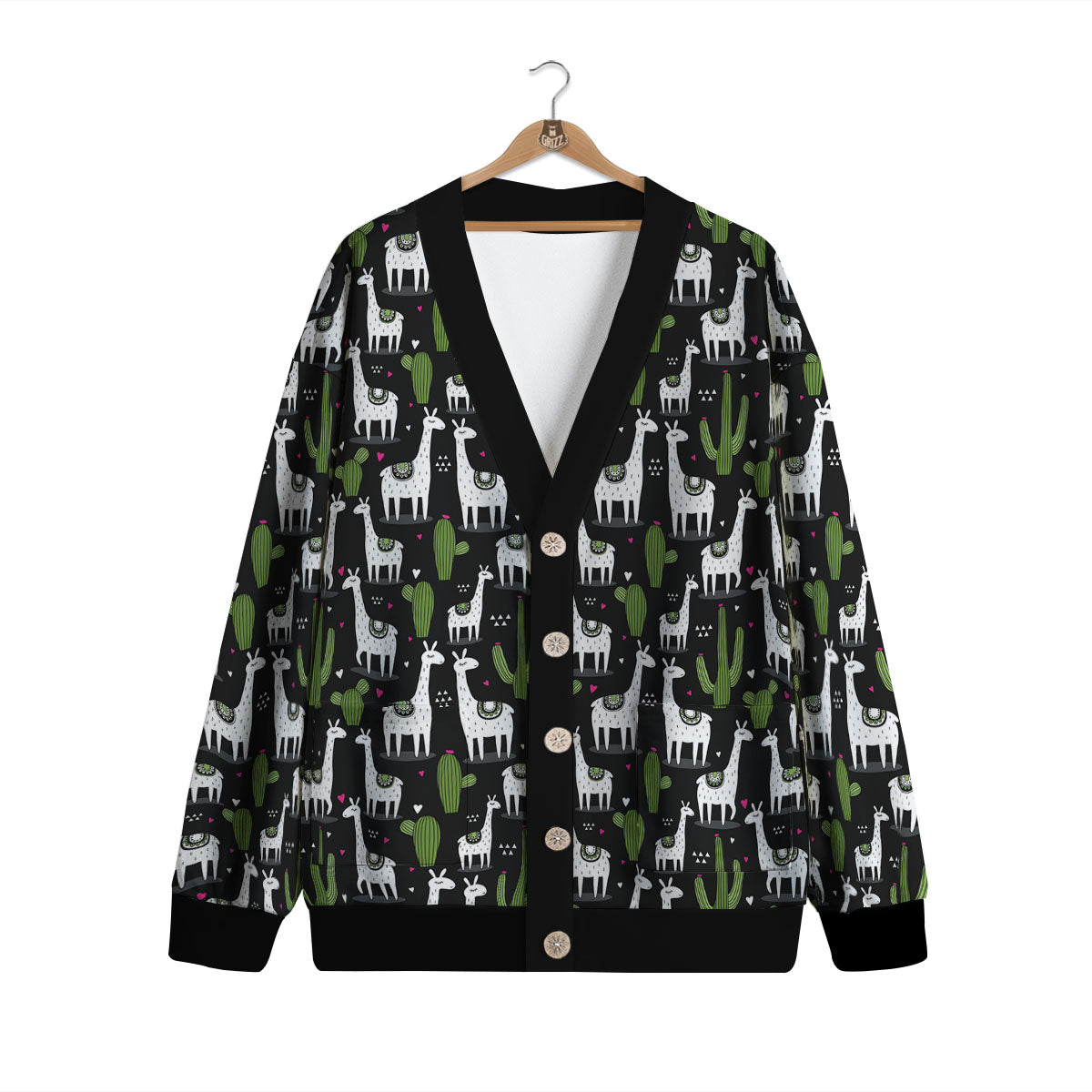 Llama And Cactus Print Pattern Cardigan-grizzshop