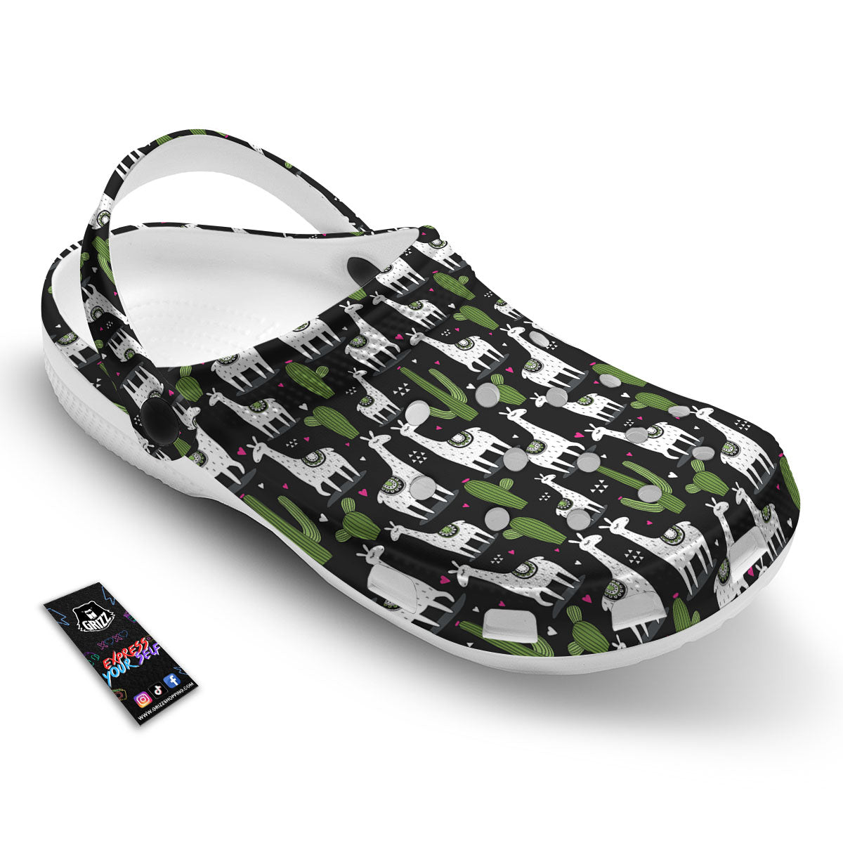 Llama And Cactus Print Pattern Clog-grizzshop