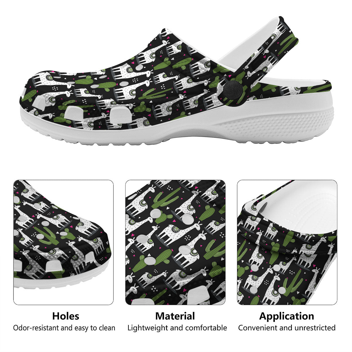 Llama And Cactus Print Pattern Clog-grizzshop
