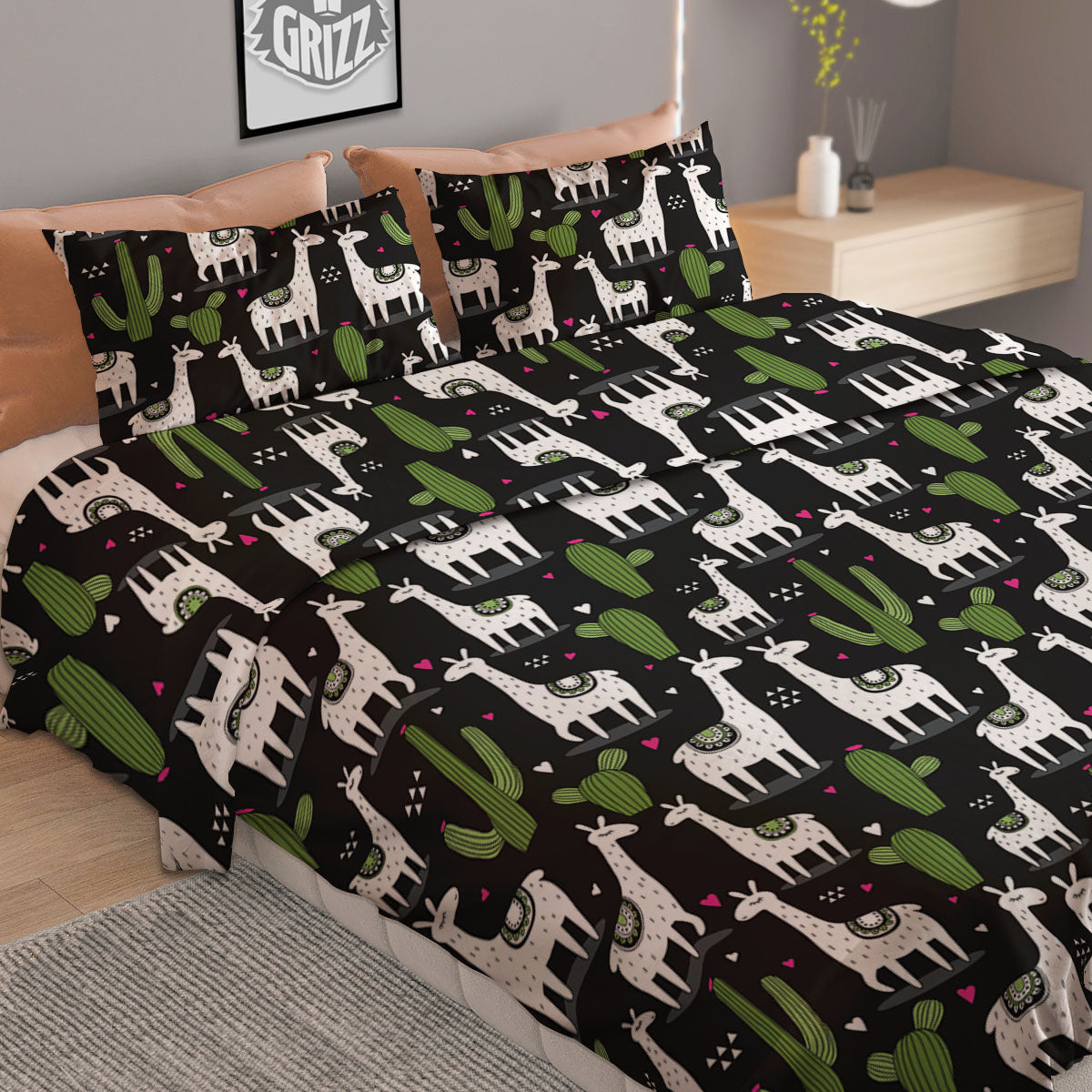 Kaleidoscope Lights Gold Print Duvet Cover Bedding Set