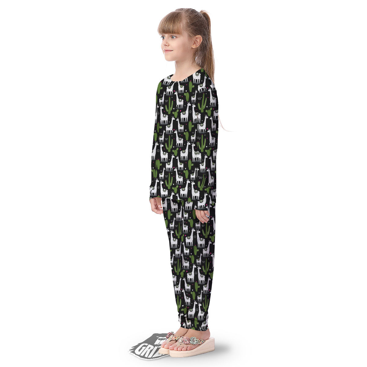 Llama And Cactus Print Pattern Kid's Pajamas-grizzshop