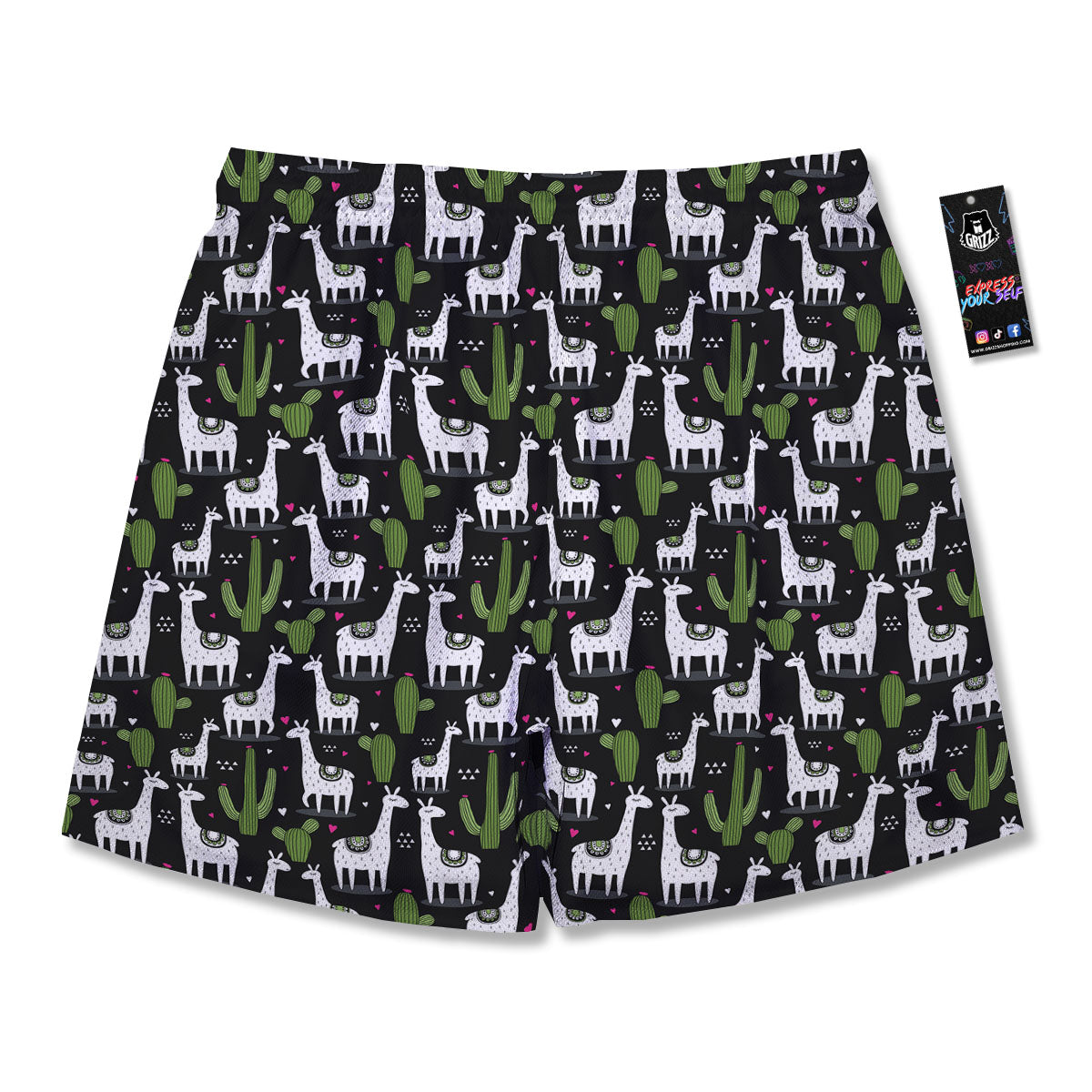 Llama And Cactus Print Pattern Men's Running Shorts-grizzshop