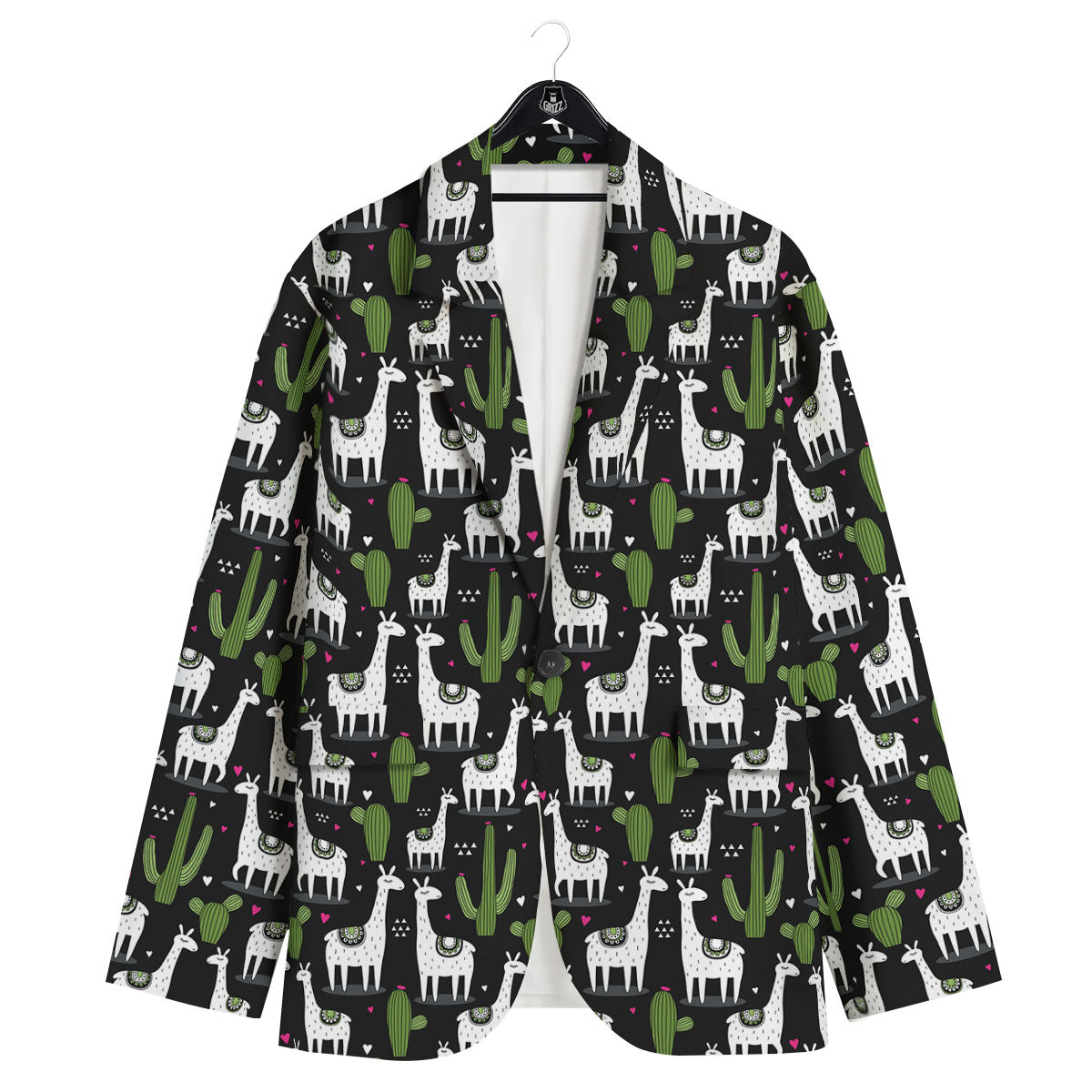 Llama And Cactus Print Pattern Men's Sport Coat-grizzshop