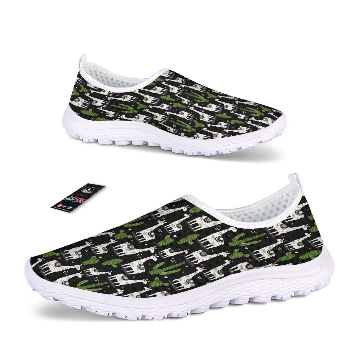 Llama And Cactus Print Pattern Nurse Shoes-grizzshop