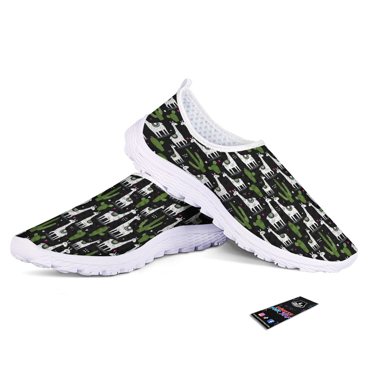 Llama And Cactus Print Pattern Nurse Shoes-grizzshop