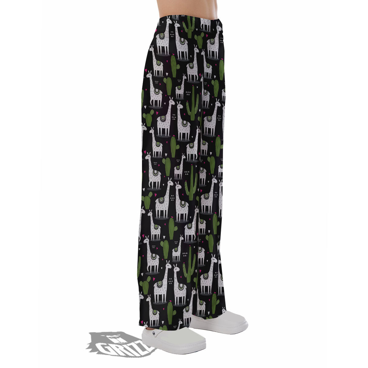 Llama And Cactus Print Pattern Pajama Pants-grizzshop