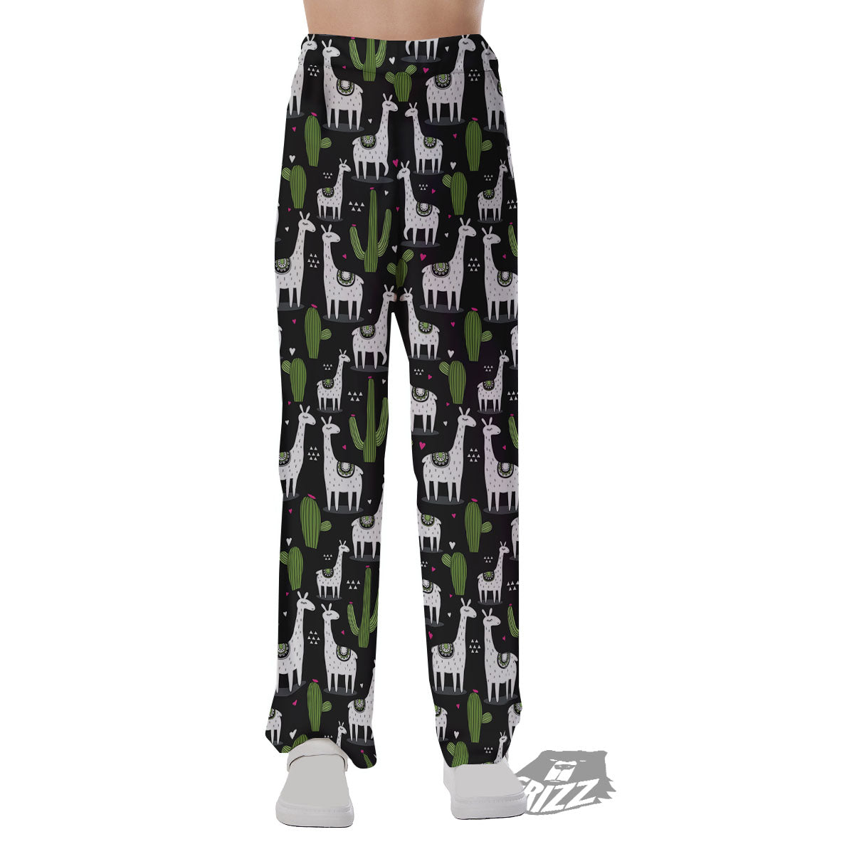 Llama And Cactus Print Pattern Pajama Pants-grizzshop
