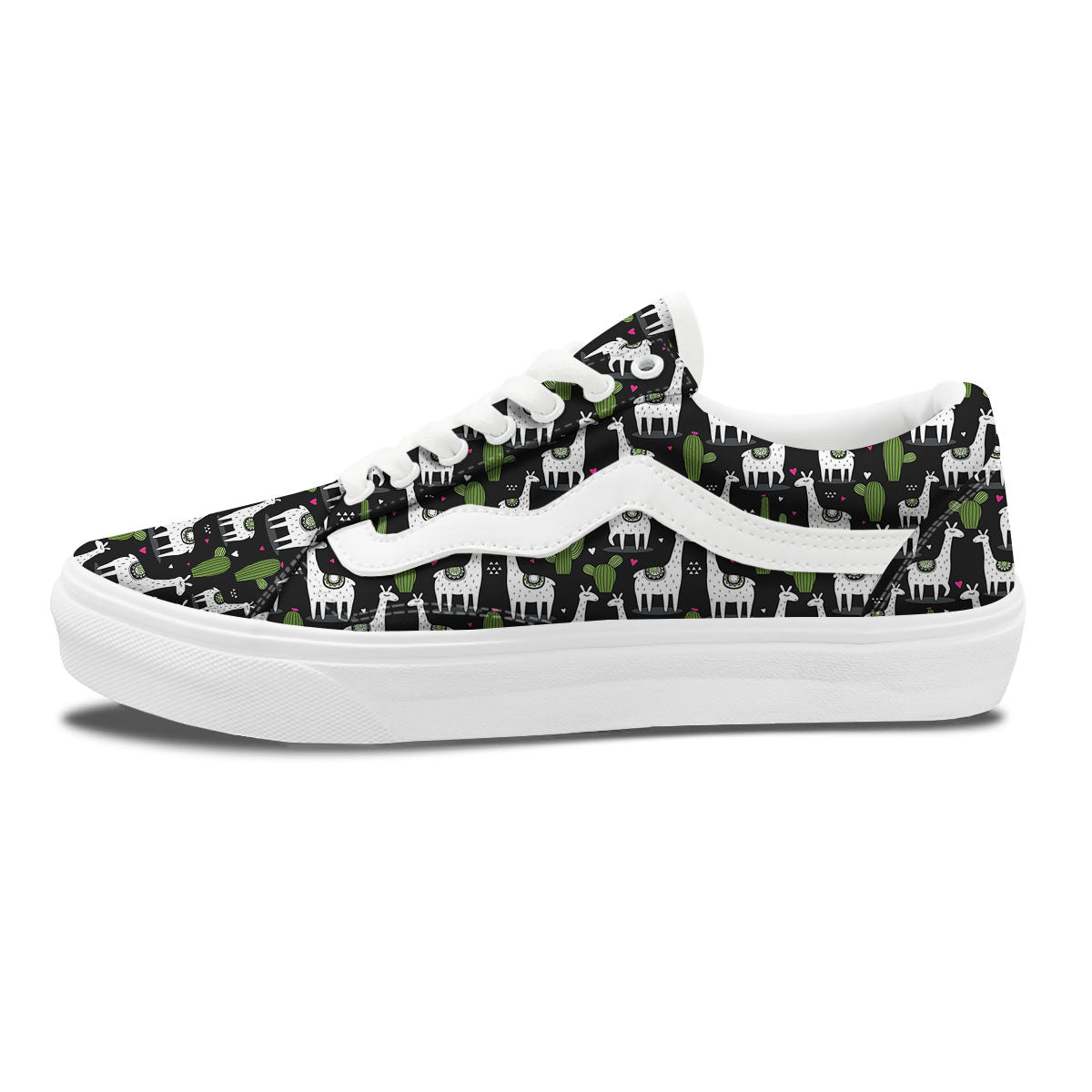 Llama And Cactus Print Pattern Skate Shoes-grizzshop