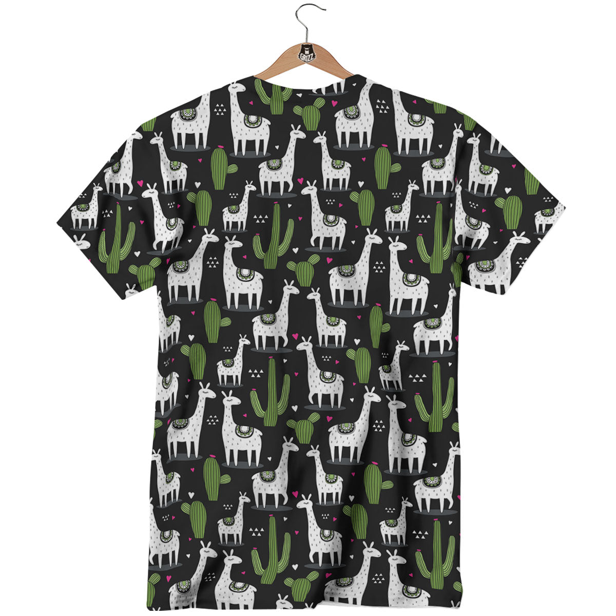 Llama And Cactus Print Pattern T-Shirt-grizzshop