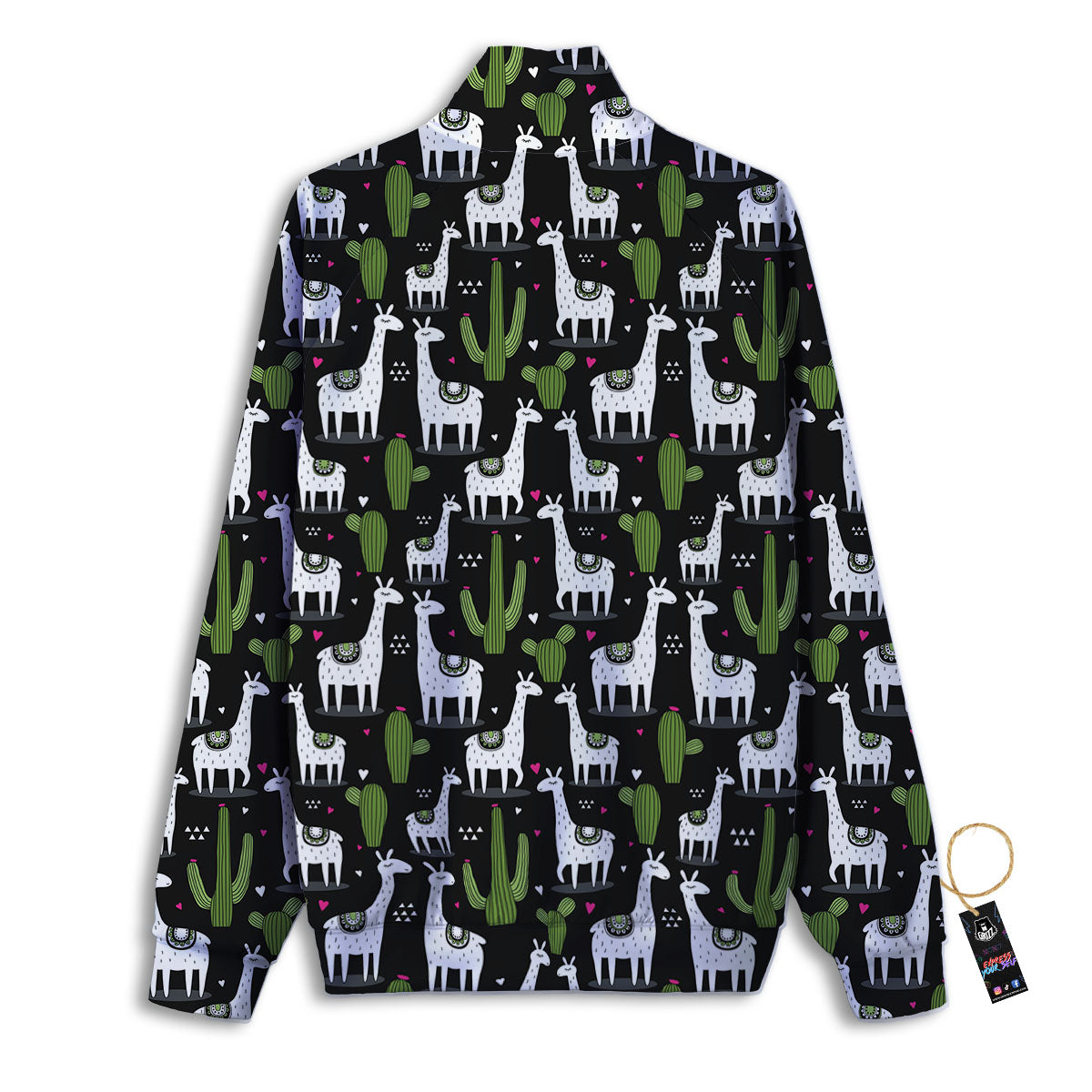 Llama And Cactus Print Pattern Track Jacket-grizzshop