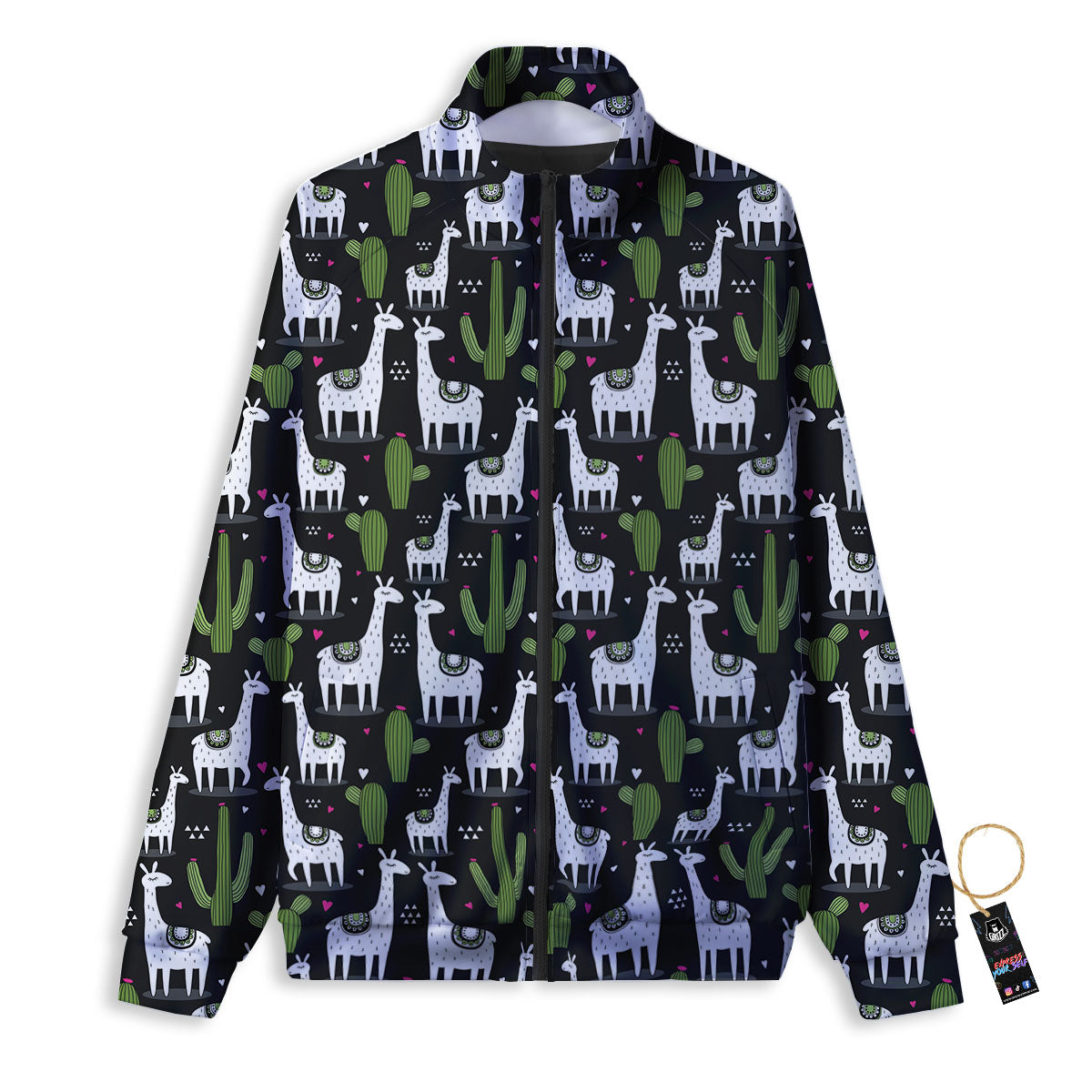 Llama And Cactus Print Pattern Track Jacket-grizzshop