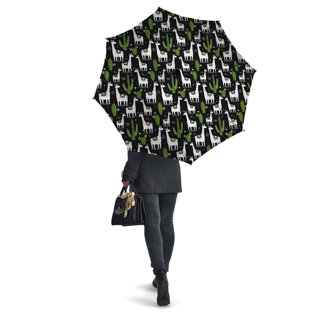 Llama And Cactus Print Pattern Umbrella-grizzshop