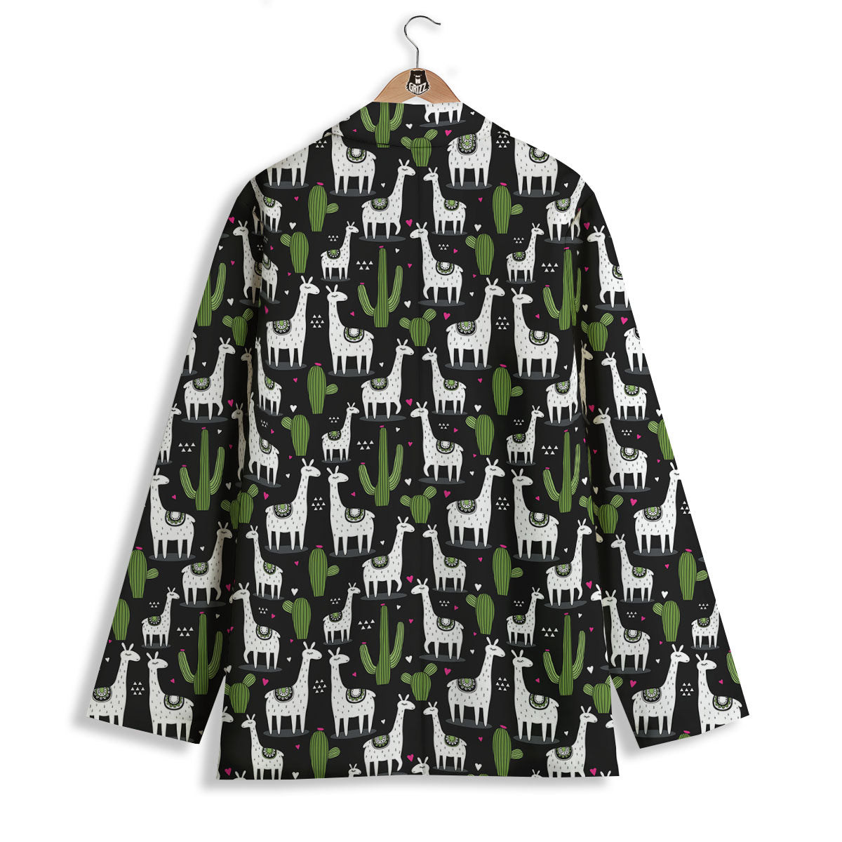 Llama And Cactus Print Pattern Women's Blazer-grizzshop