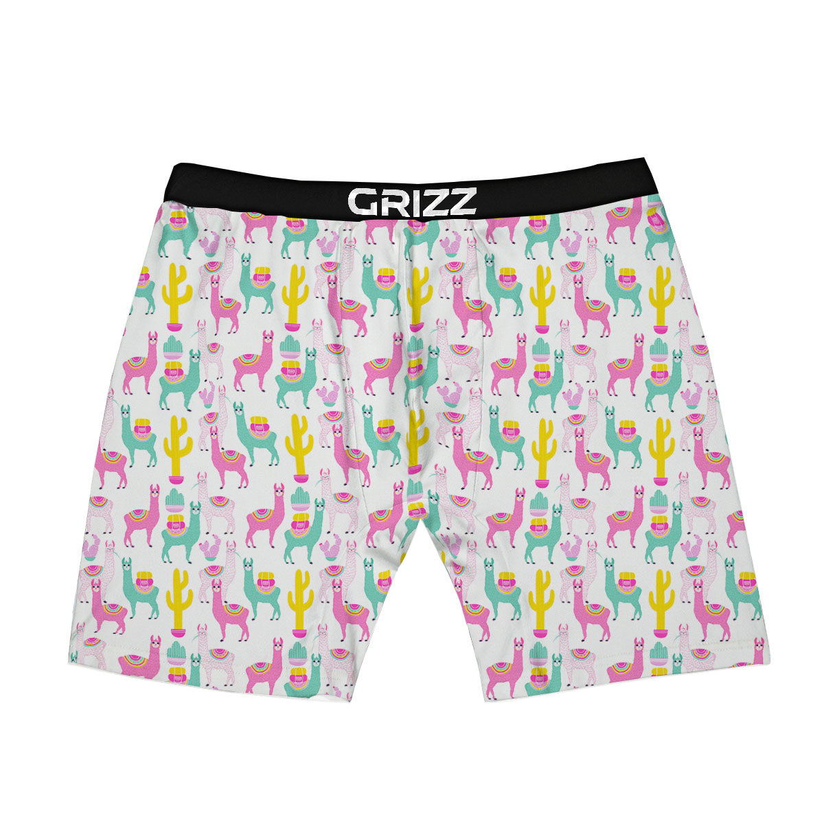 Llama And Cartoon Cactus Print Pattern Boxer Briefs-grizzshop