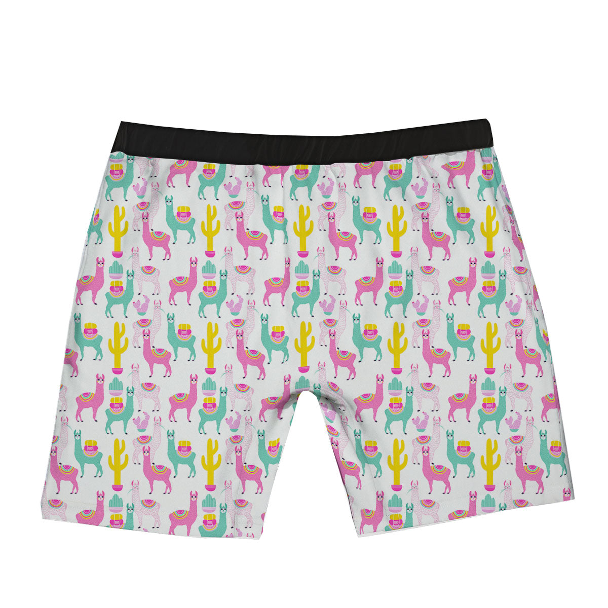 Llama And Cartoon Cactus Print Pattern Boxer Briefs-grizzshop