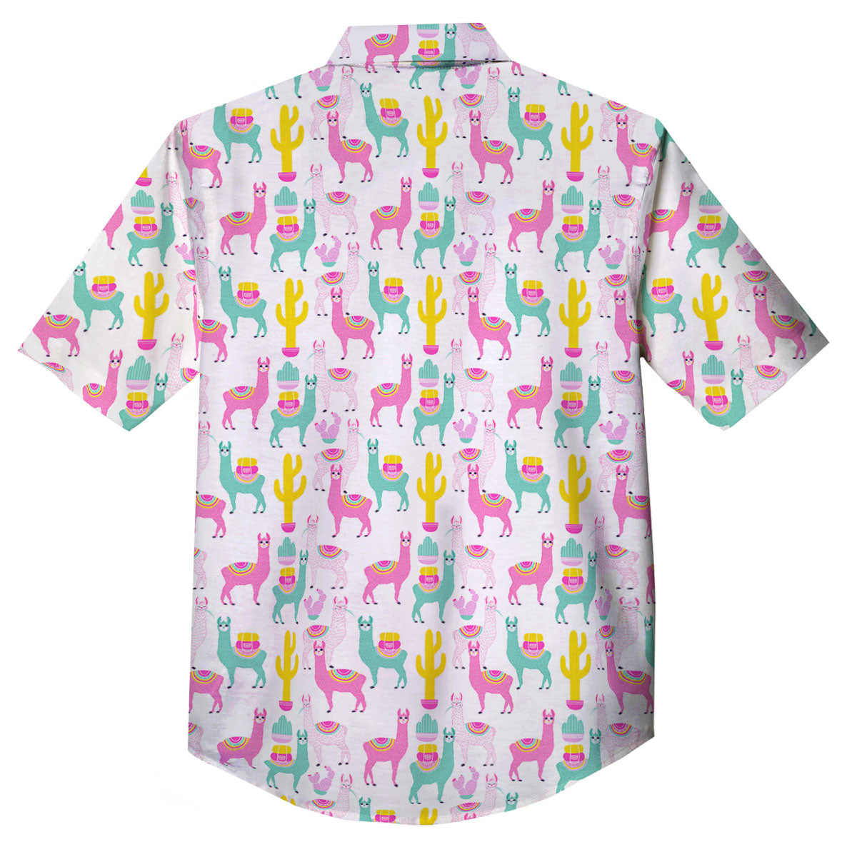 Llama And Cartoon Cactus Print Pattern Button Up Shirt-grizzshop