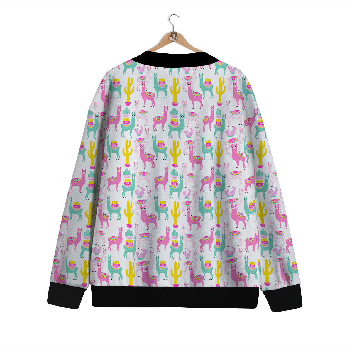 Llama And Cartoon Cactus Print Pattern Cardigan-grizzshop