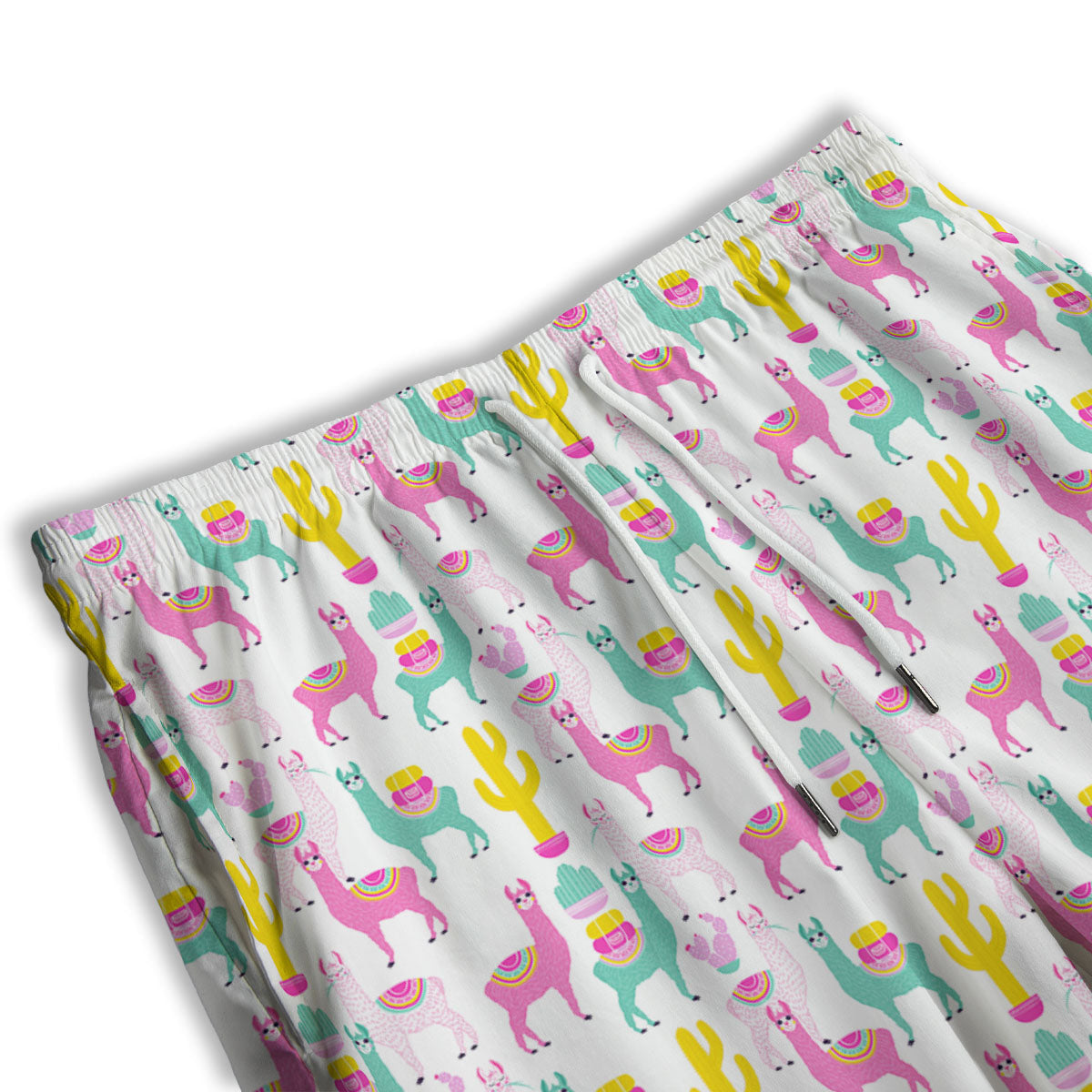 Llama And Cartoon Cactus Print Pattern Men's Athletic Shorts
