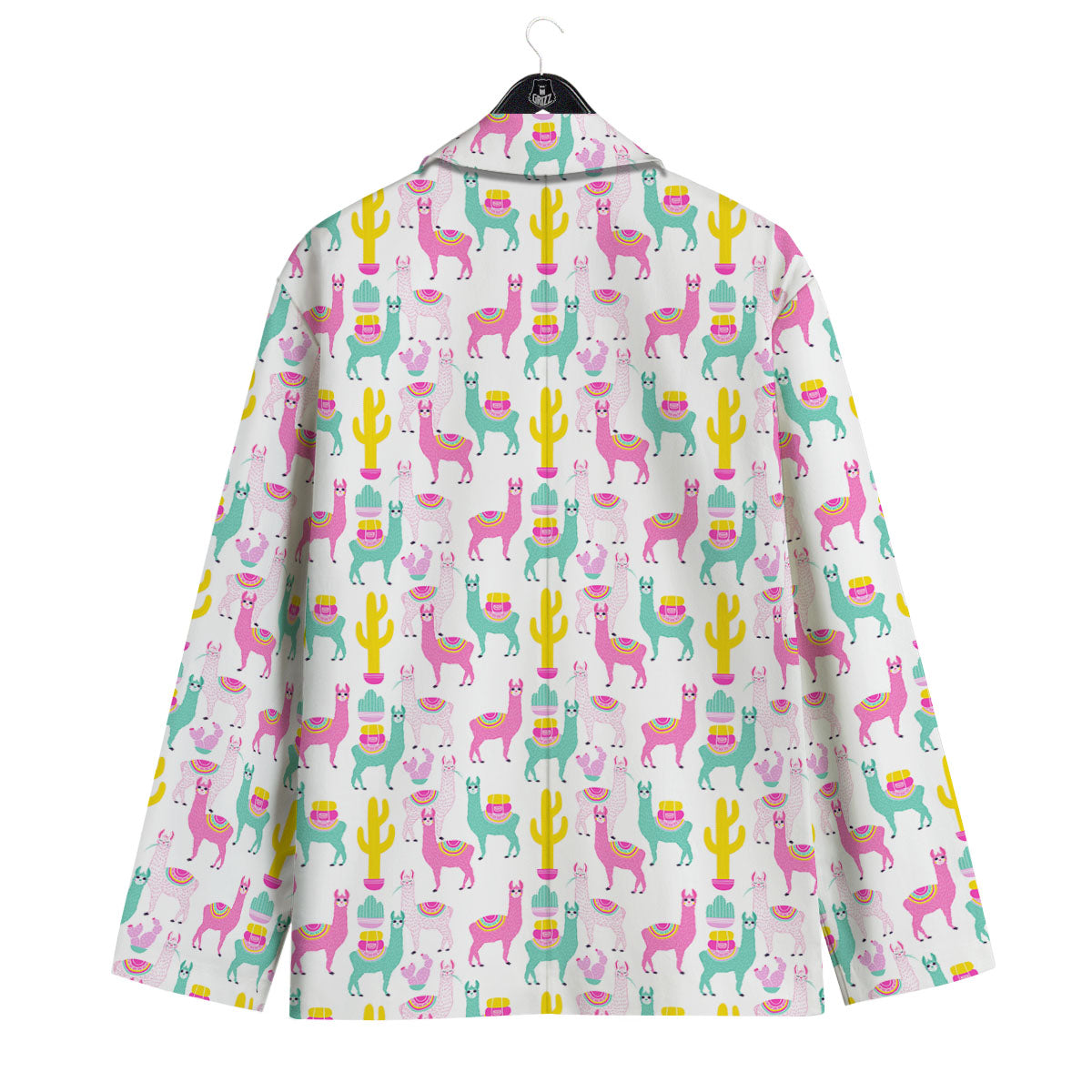 Llama And Cartoon Cactus Print Pattern Men's Sport Coat-grizzshop