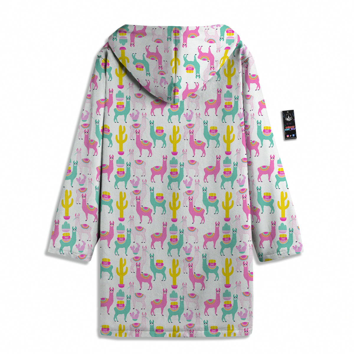 Llama And Cartoon Cactus Print Pattern Men's Windbreaker Jacket-grizzshop