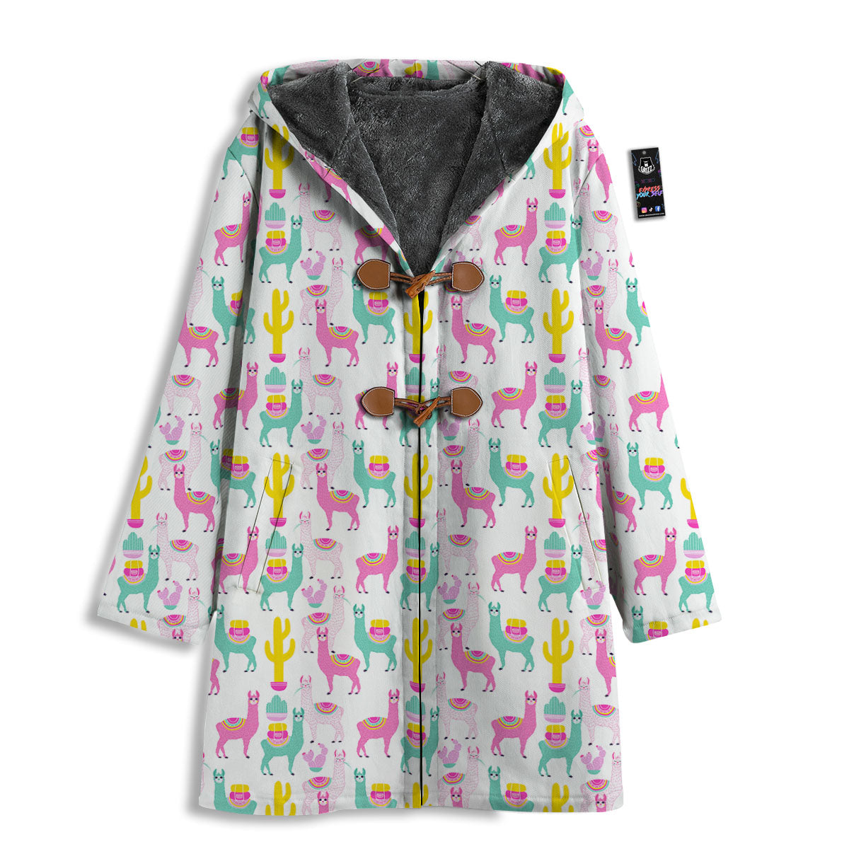 Llama And Cartoon Cactus Print Pattern Men's Windbreaker Jacket-grizzshop