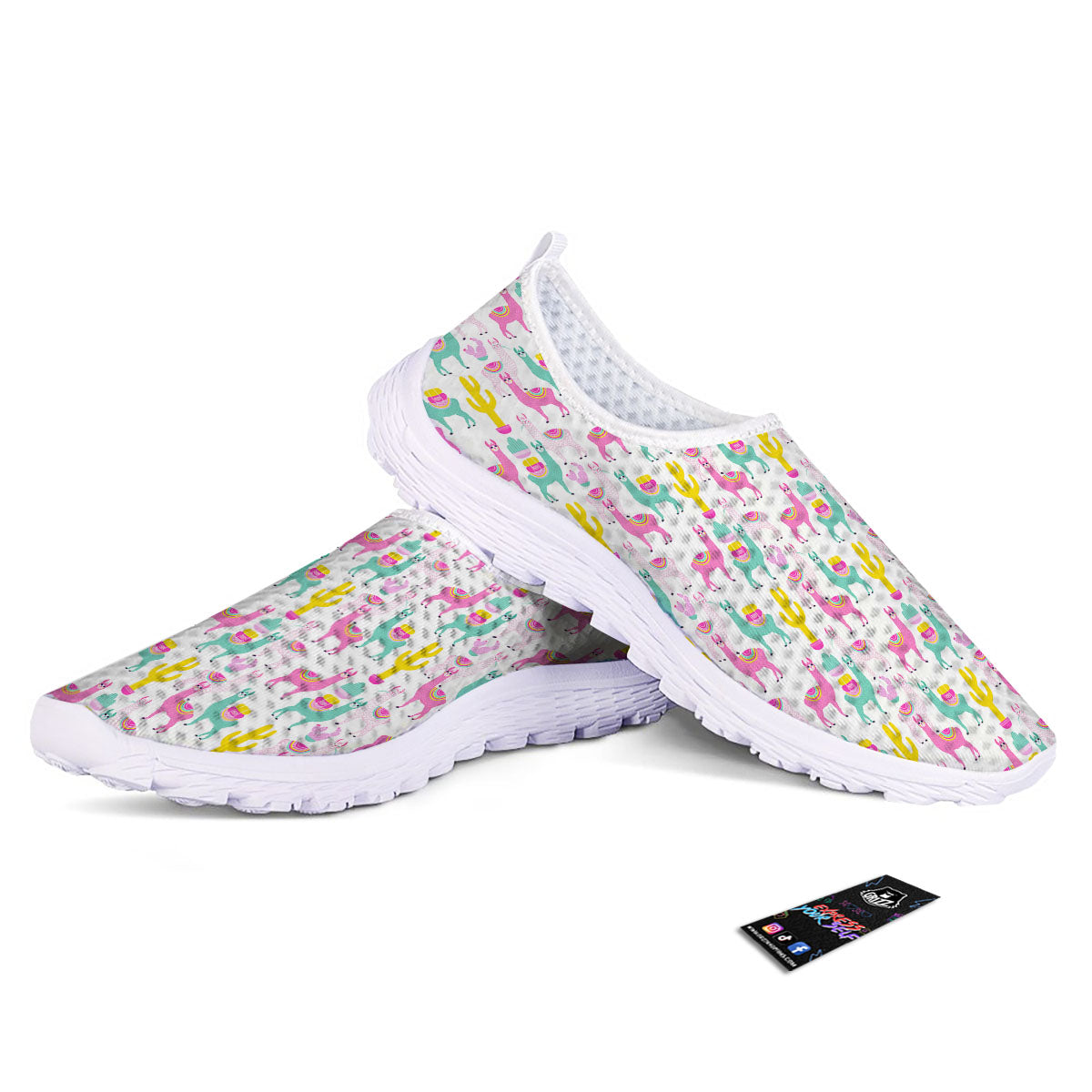 Llama And Cartoon Cactus Print Pattern Nurse Shoes-grizzshop